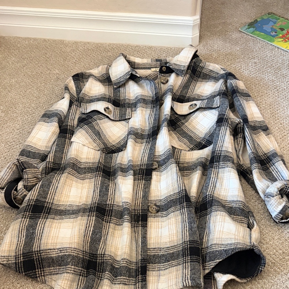 Kori Black and Cream Plaid Shirt